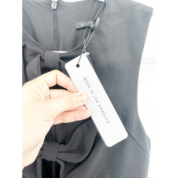 Black Halo Zita Black Bow Slim Leg Sleeveless Evening Jumpsuit Size 0 - Picture 5 of 6